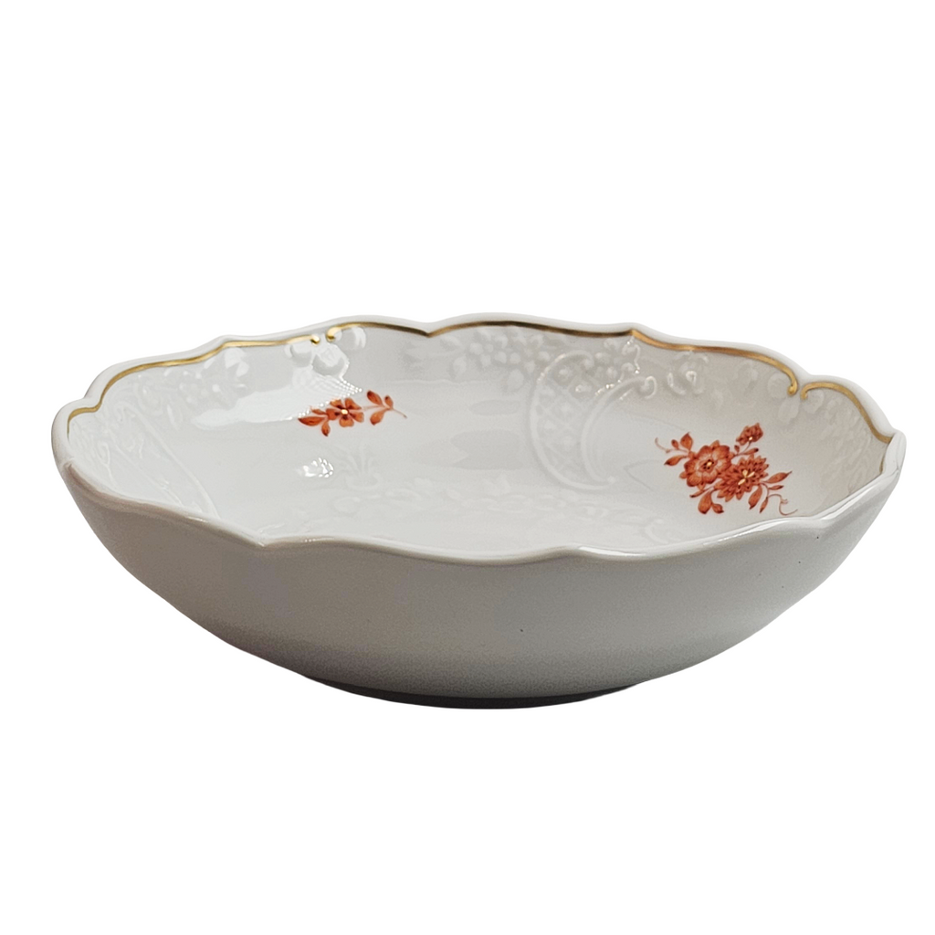 WWII Era Meissen German Porcelain Snack Bowl Red Pheasant Pattern