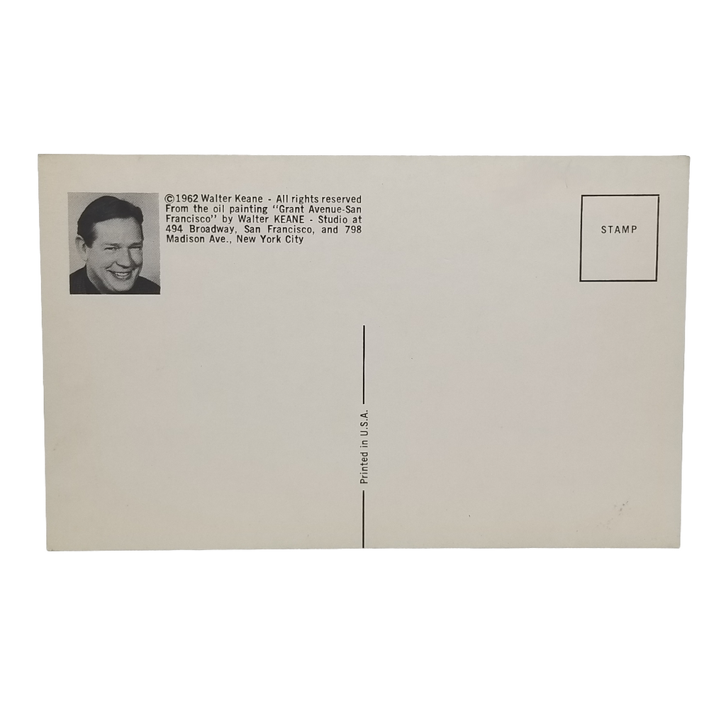 Margaret Keane Postcard Big Eyed Young Girl in Red Dress "Grant Avenue" 1960s