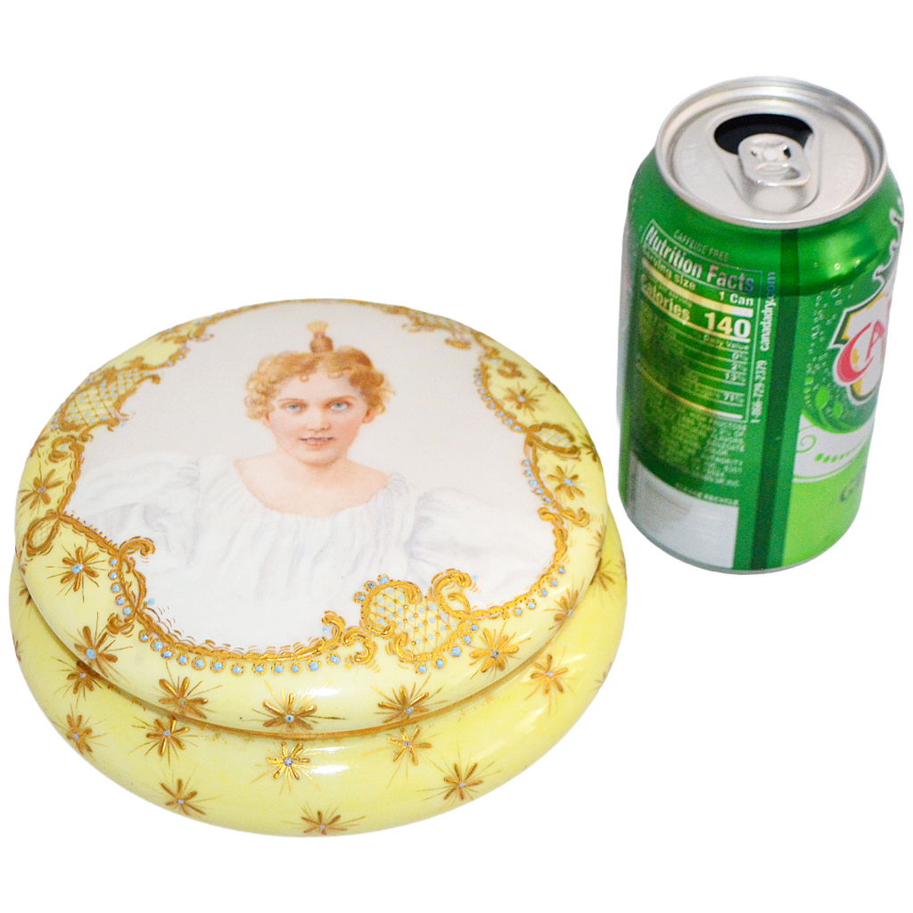 Limoges Portrait Dresser Box Jewelry Casket Vanity Jar Artist Signed