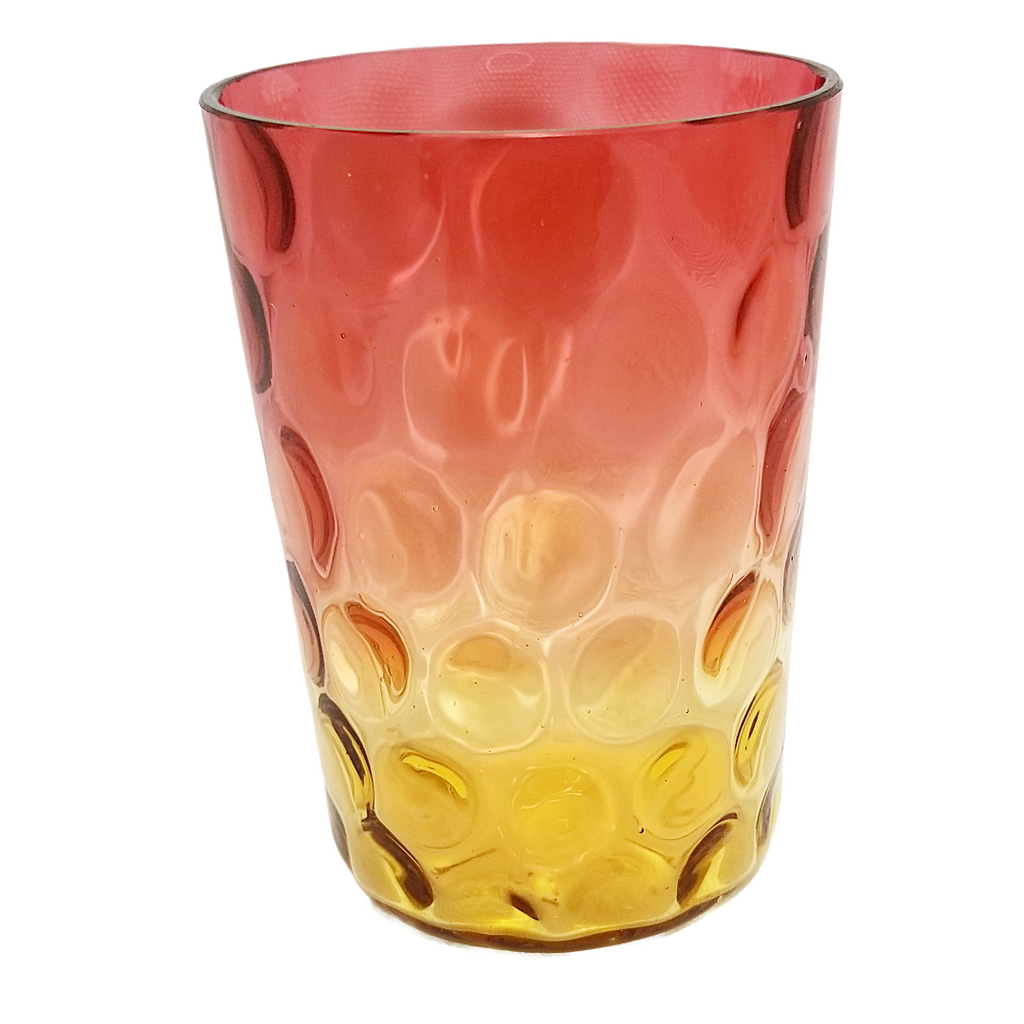 Amberina Glass Tumbler, Inverted Thumbprint Dot Optic Pattern, New England Glass Co 1800s