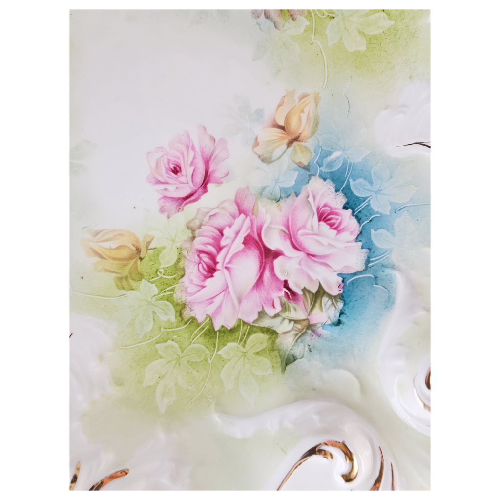 RS Prussia Porcelain Antique Bowl Mold 1 Pink Rose Decor