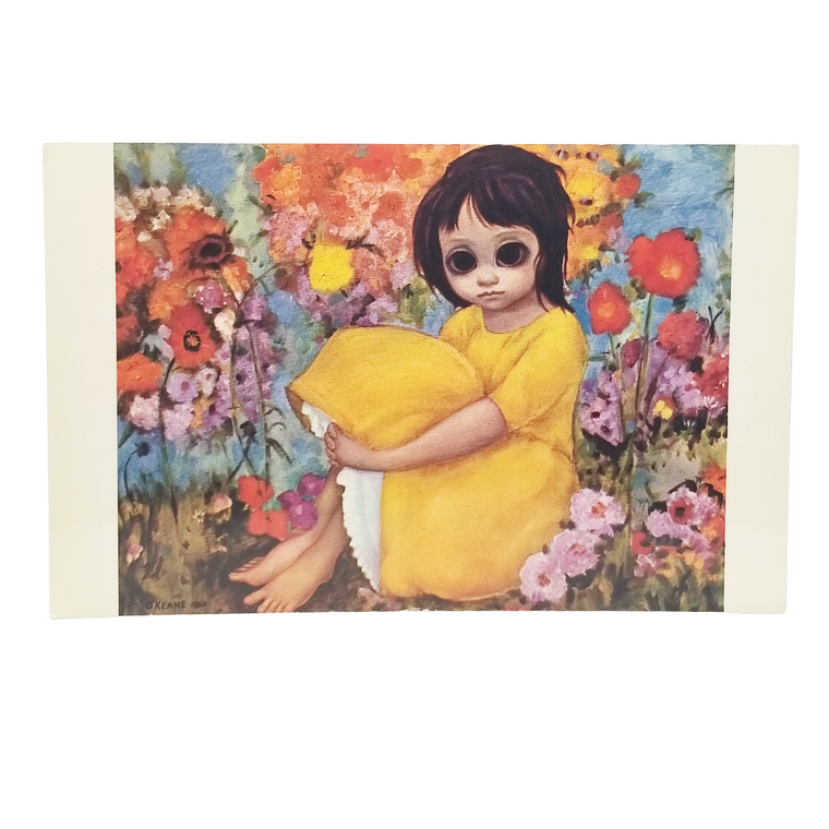 Margaret Keane Postcard 1960s MCM Big Eyes Child In The Garden