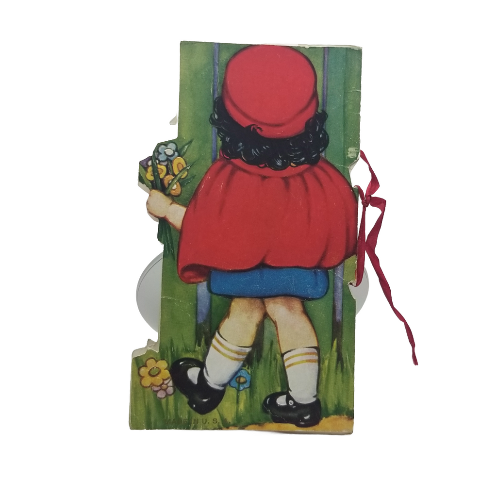 Vintage Valentine Die Cut Red Riding Hood Storybook Card