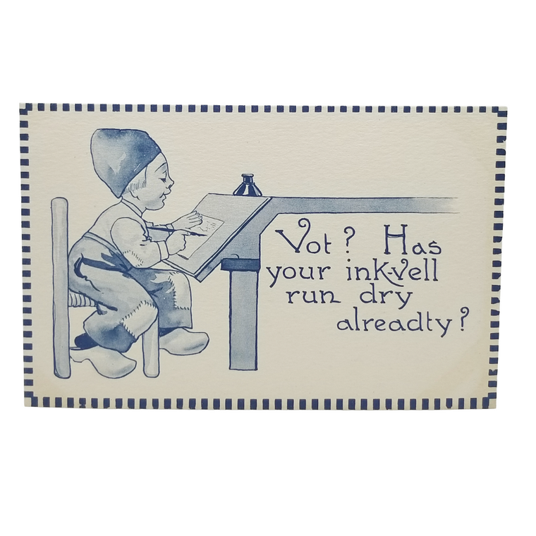 Dutch Boy Sketching Postcard Series 109, Vintage Illustrated Card, Blue & White Art, Bernhardt Wall