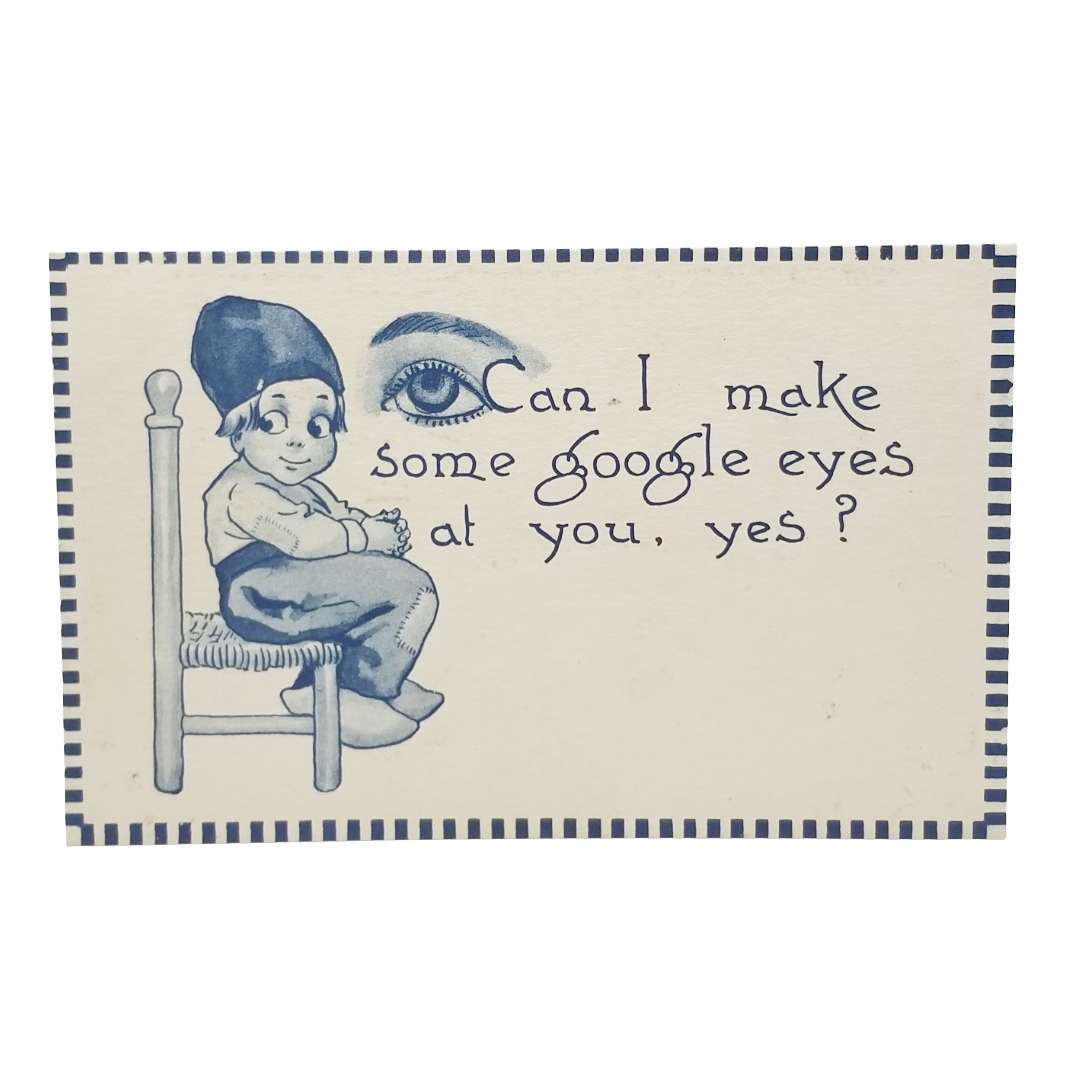 Dutch Boy Postcard Series 109, Vintage Illustrated Card, Blue & White Art, Bernhardt Wall