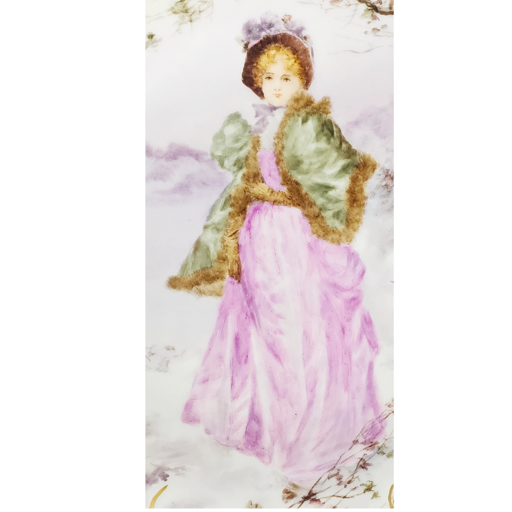 Antique Limoges French Porcelain Charger | JPL Hand Painted Plaque | Large Portrait Plate