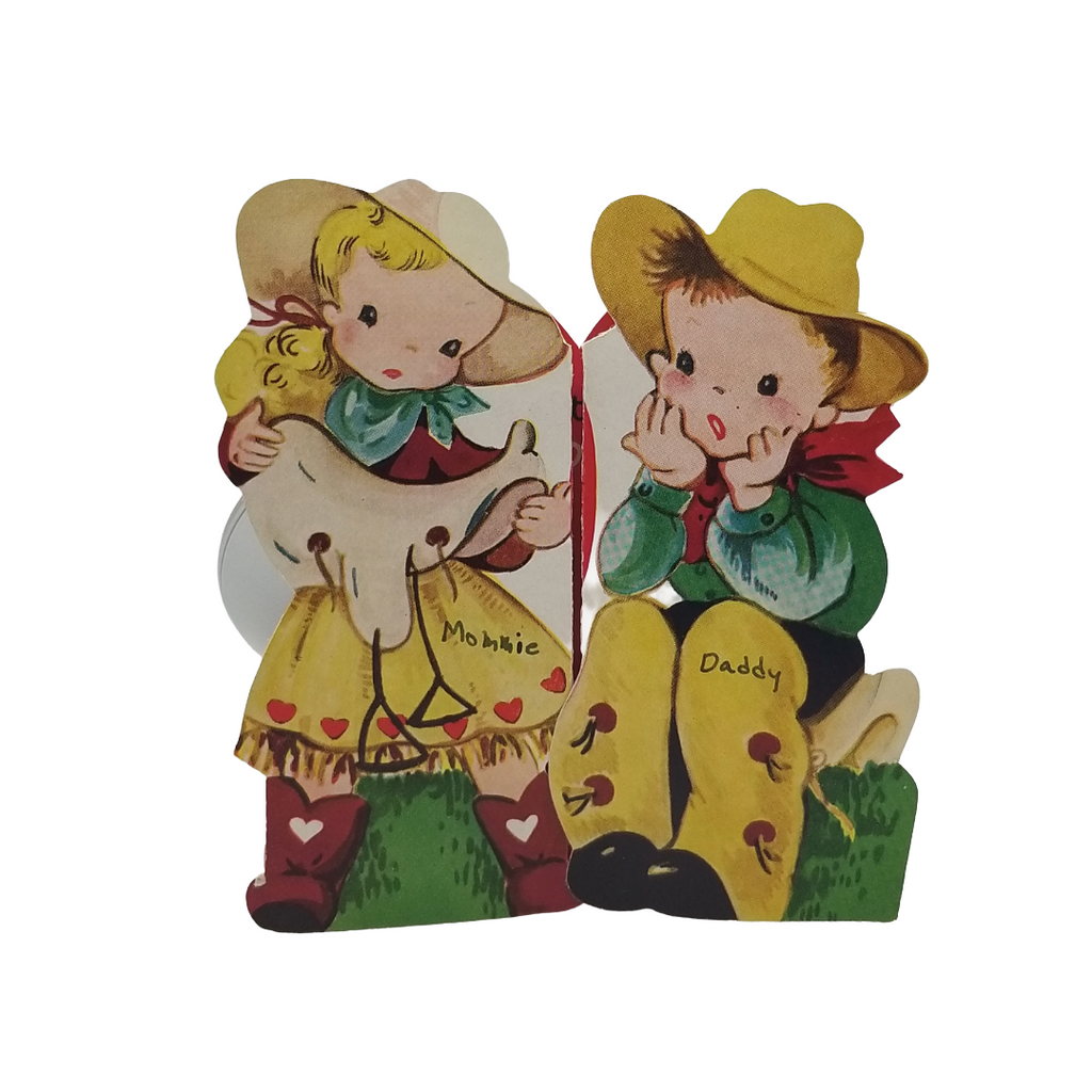 Vintage Valentine Die Cut Cowboy & Cowgirl "I'd Like to Rope You"