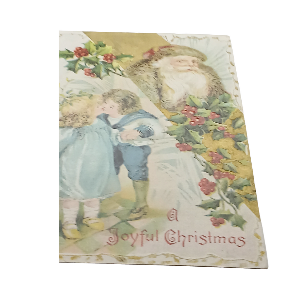 Christmas Postcard Old World Santa in Brown Robe Children Winsch Pub