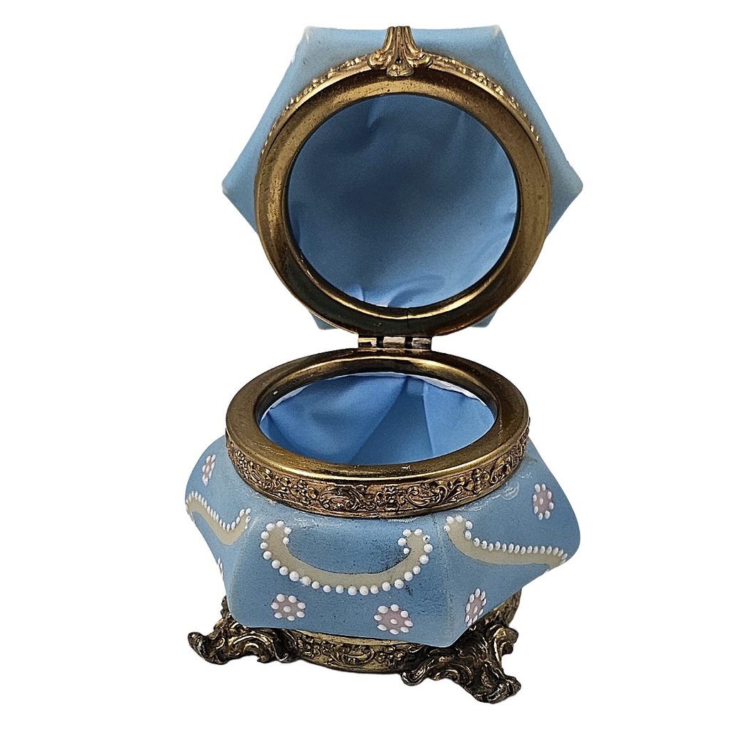 C. F. Monroe Nakara Powder Blue Footed Trinket Dresser Box
