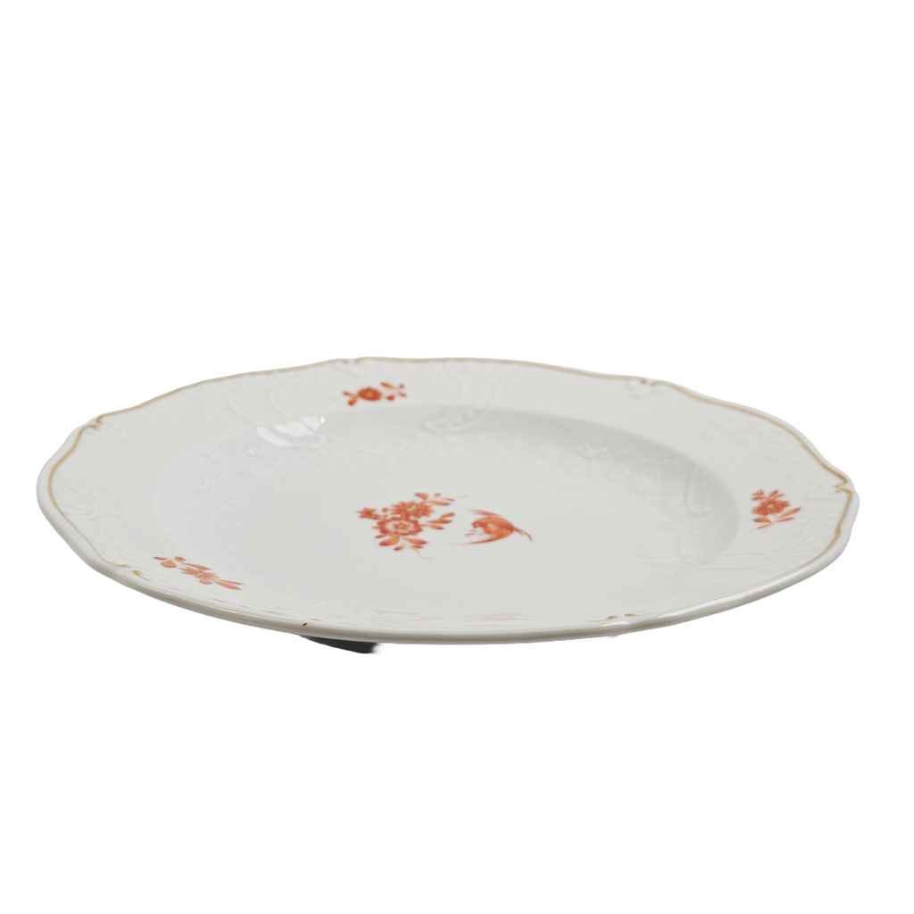 WWII Era Meissen German Porcelain Dessert Plate Red Pheasant Pattern