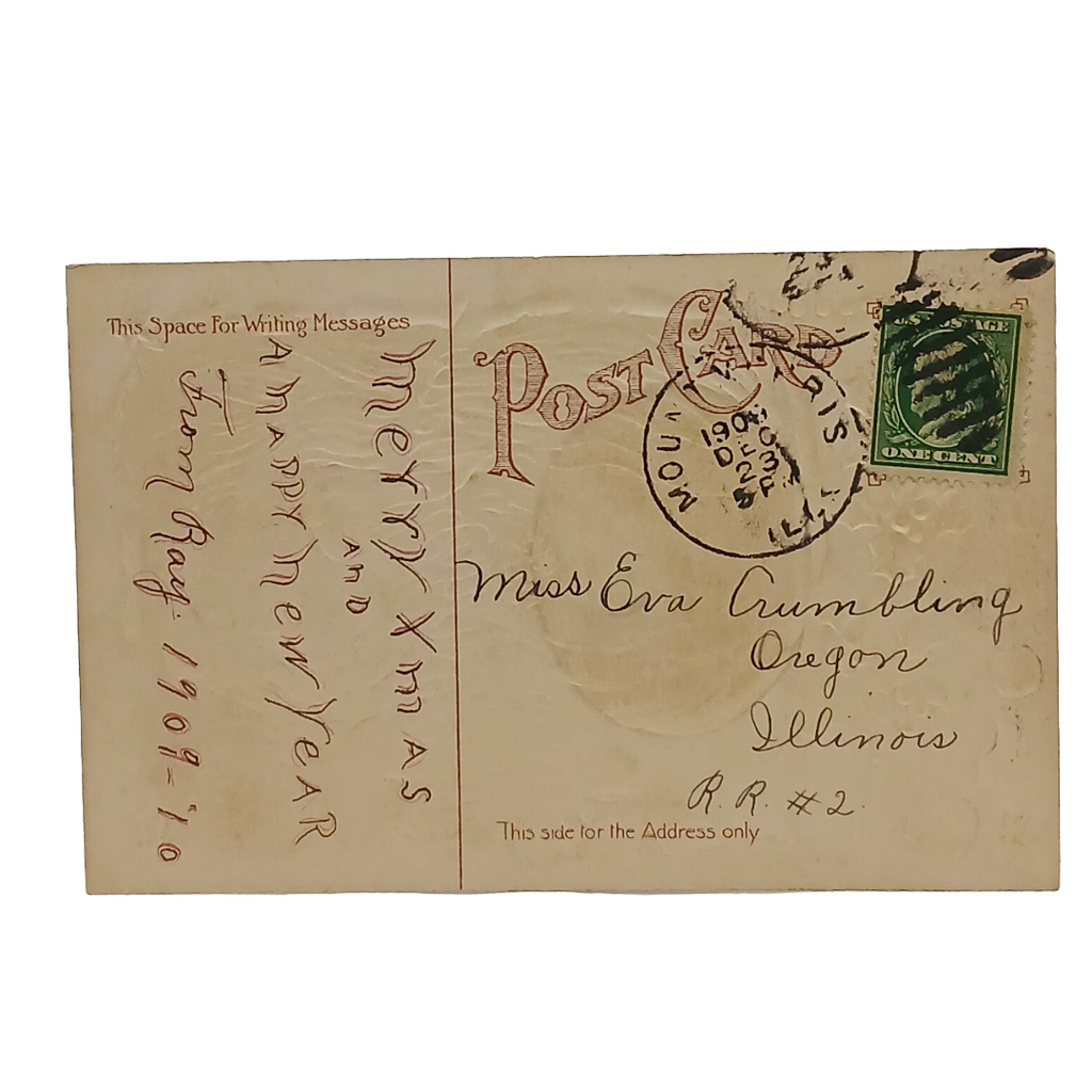 Vintage Christmas Postcard, Ghostly Santa Claus in Fig Pudding Smoke