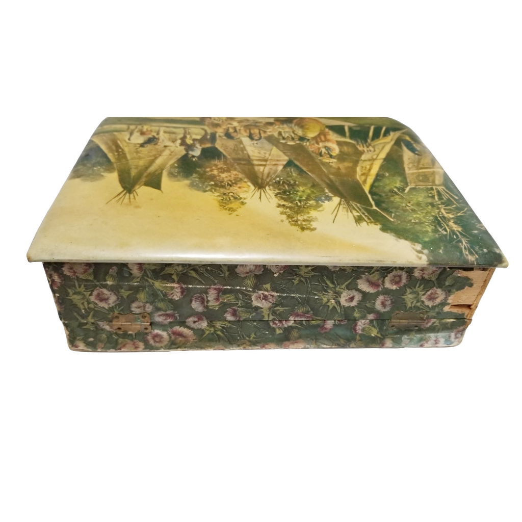 Vintage Celluloid Manicure Set in Box with Native American Scene