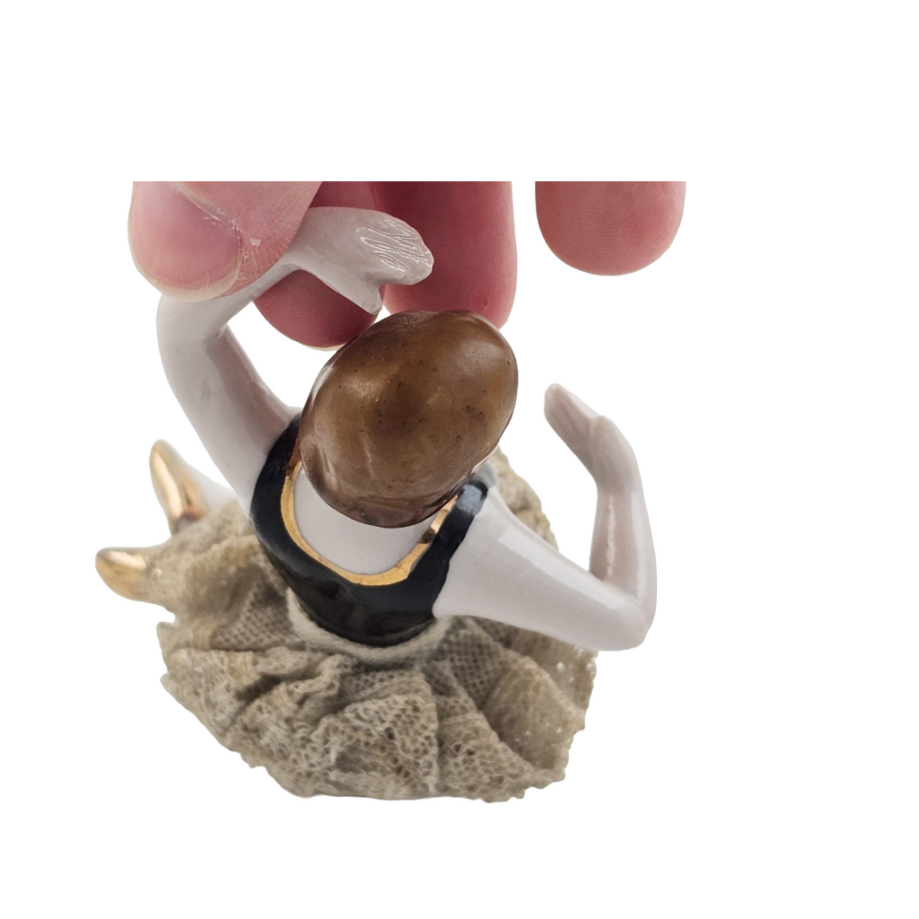 Porcelain Bisque Bathing Beauty Seated Ballerina Dresden Lace Skirt