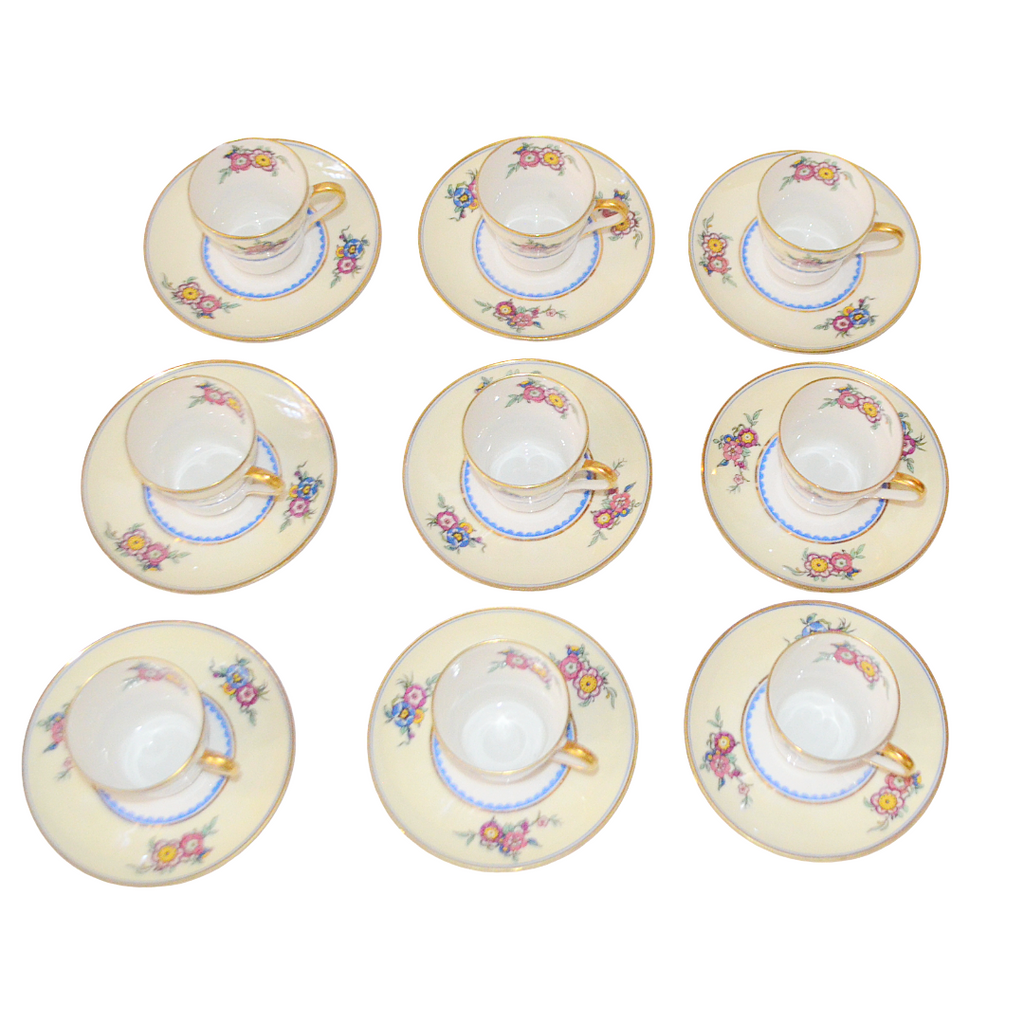 LIMOGES Porcelain Demitasse Cup Saucer Set C. Ahrenfeldt 18 Pc Teacup Service