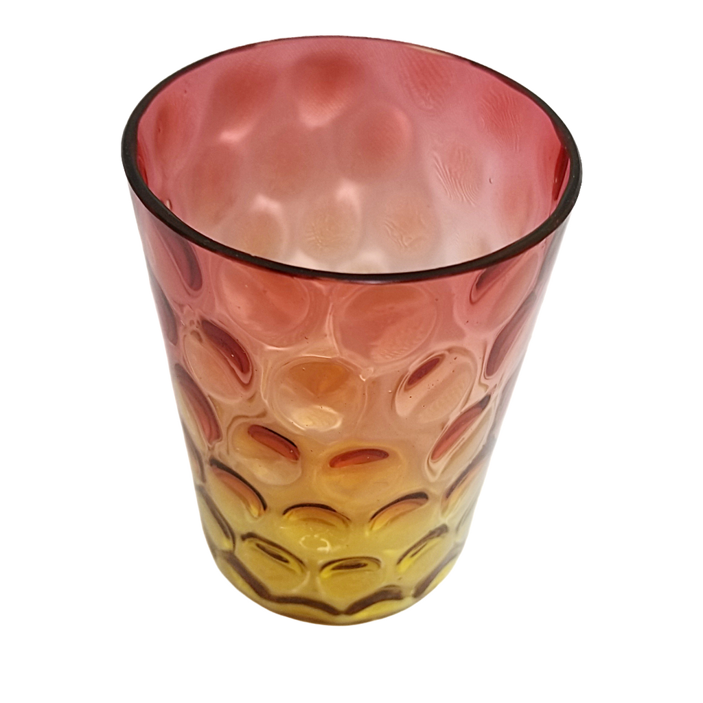 Amberina Glass Tumbler, Inverted Thumbprint Dot Optic Pattern, New England Glass Co 1800s