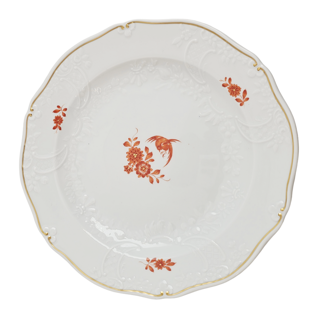 WWII Era Meissen German Porcelain Salad Plate Red Pheasant Pattern