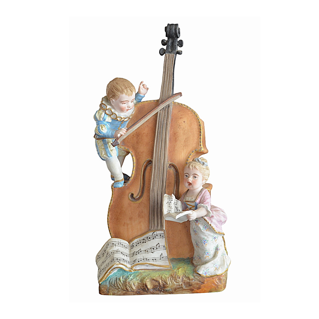 Antique French Paris Sevres Samson Porcelain Figurine Children w/ Cello