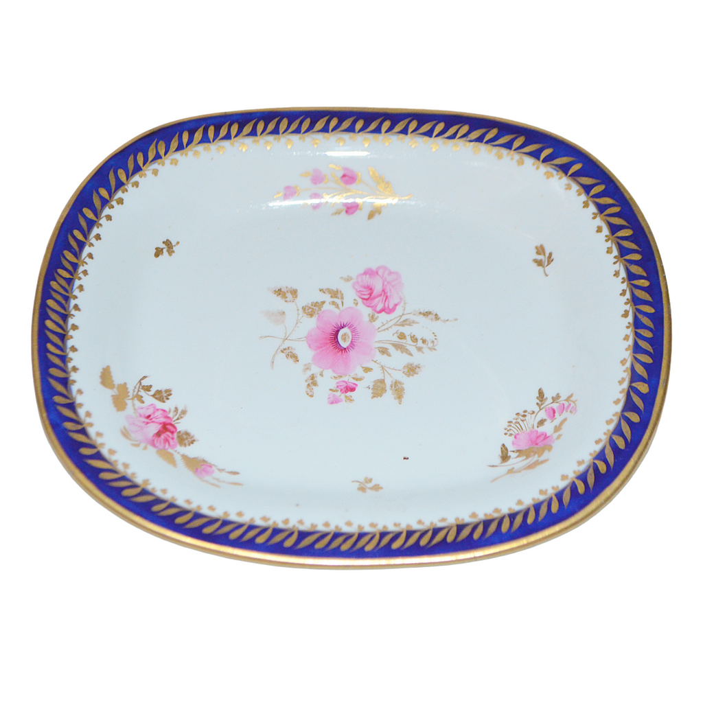 Georgian Period Coalport Hand Painted Cobalt Gold Floral Teapot Stand