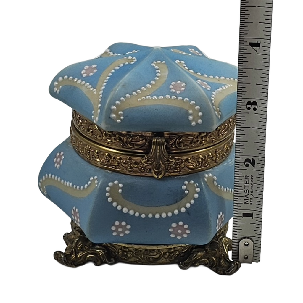 C. F. Monroe Nakara Powder Blue Footed Trinket Dresser Box