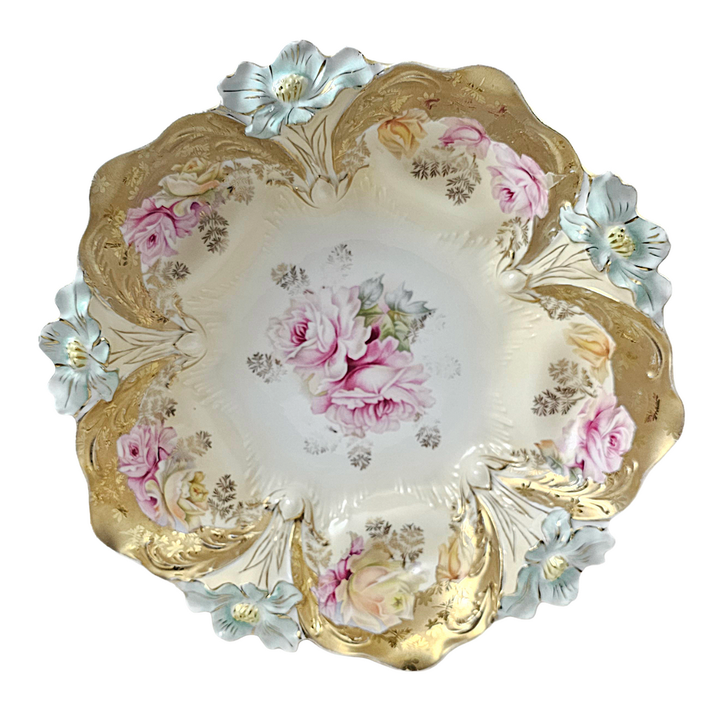 RS Prussia Porcelain Bowl Lily Mold 29 Pink Rose Decor