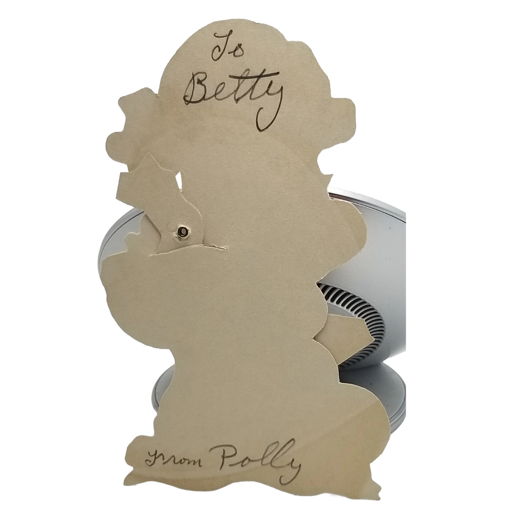 Die Cut Mechanical Valentine Card Little Girl Reading book of Questions