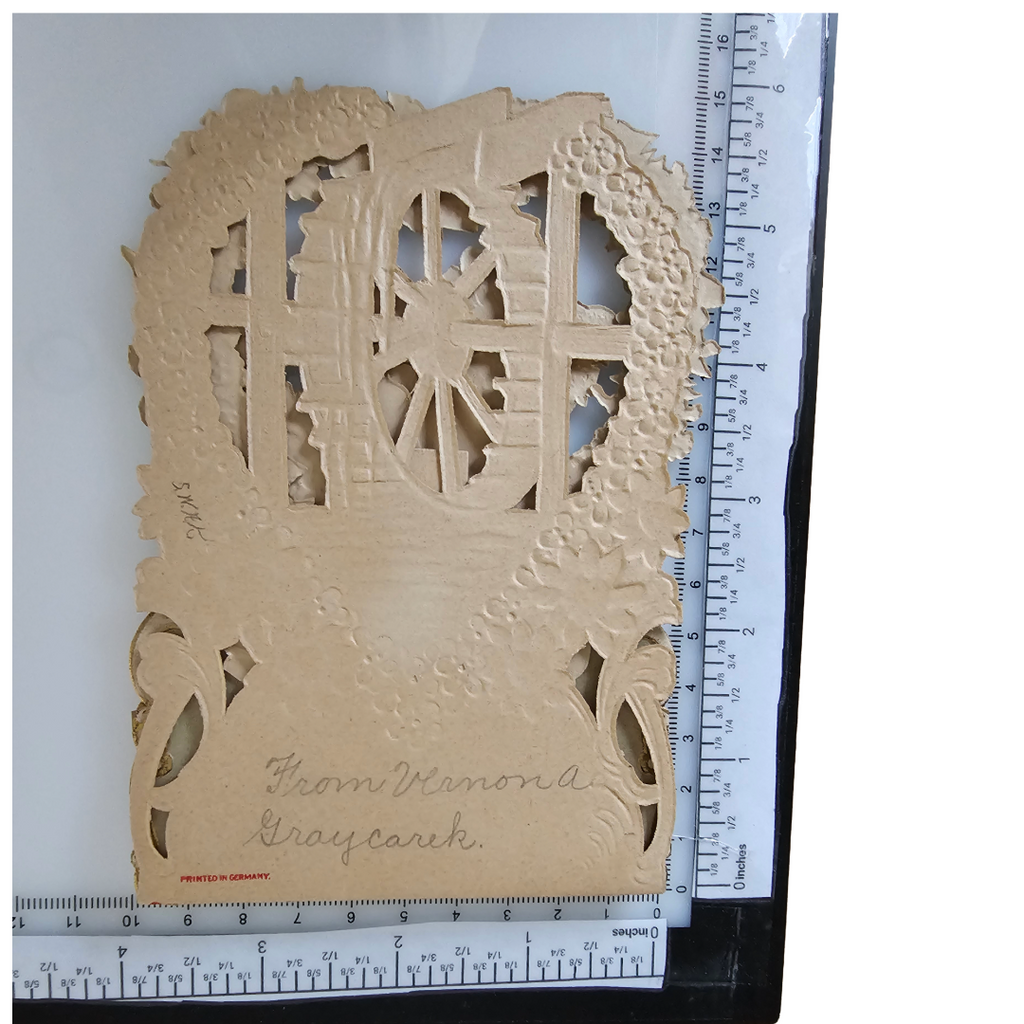 Vintage German Die Cut 3D Valentine's Card Children Flowers & Doves