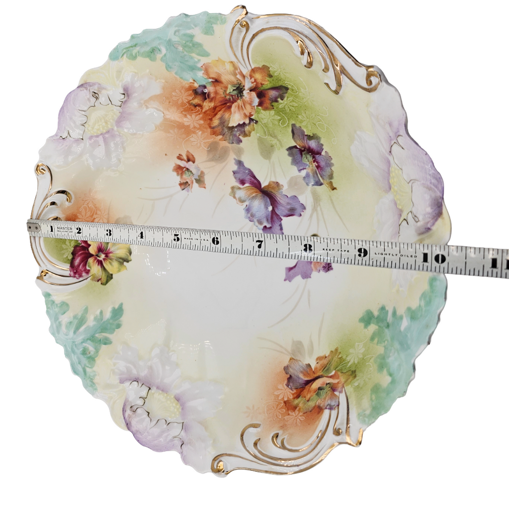 RS PRUSSIA Porcelain BOWL Mold 3 Clematis Flowers