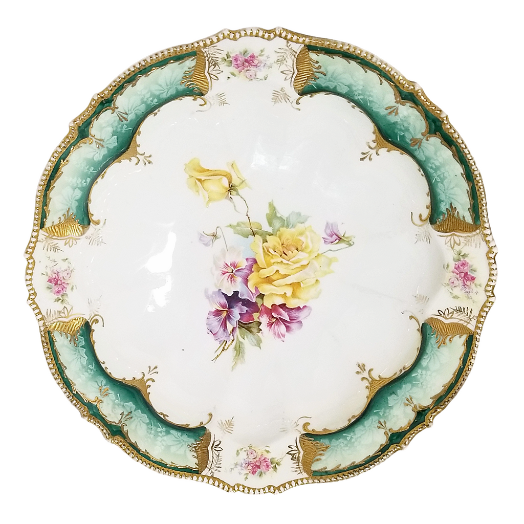 RS Prussia Porcelain Bowl Set of Four (4) Mold 343 Rose Pattern