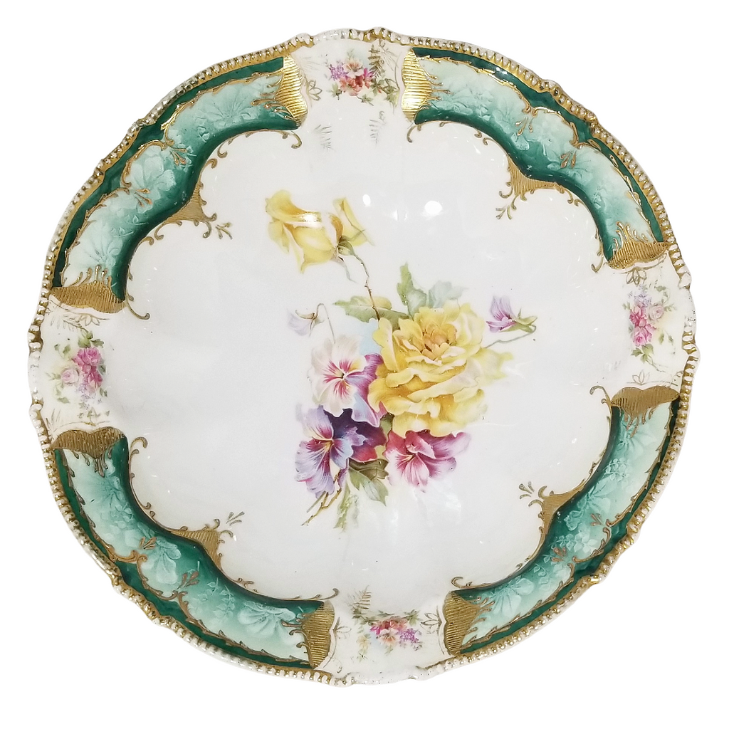 RS Prussia Porcelain Bowl Set of Four (4) Mold 343 Rose Pattern