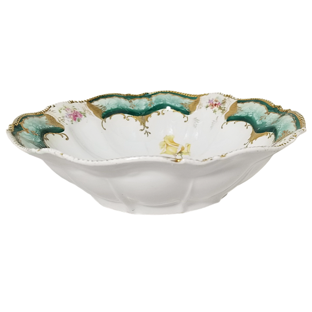 RS Prussia Porcelain Bowl Set of Four (4) Mold 343 Rose Pattern