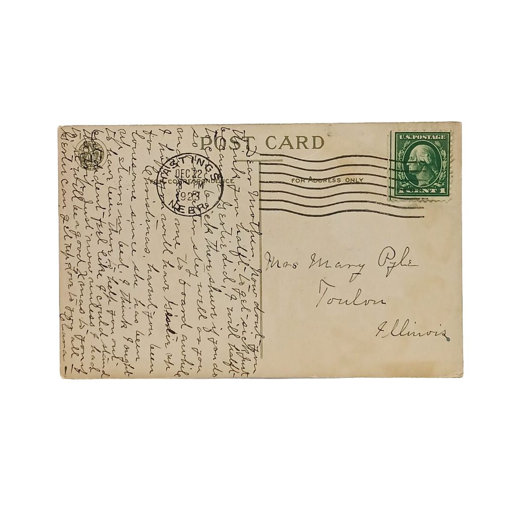 Christmas Postcard Artist Clapsaddle Wolf Publishing Snowy Town Square