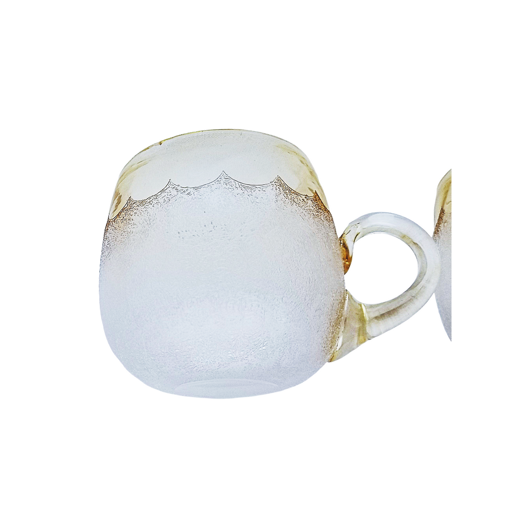 EAPG Pomona Four (4) pc. Punch Cup Set First Grind Topaz Stain Trim