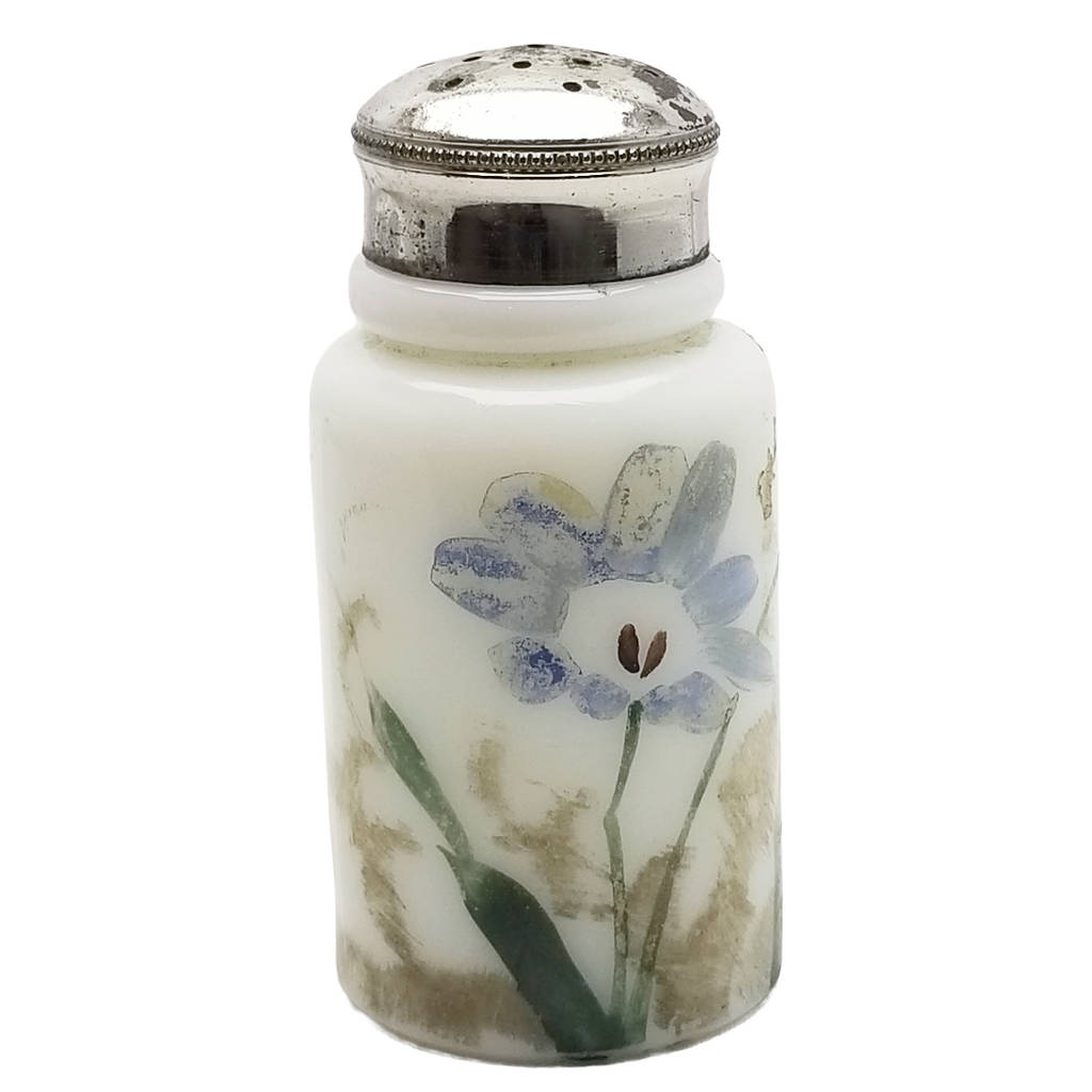 Victorian Hand Painted Milk Glass Opalware Shakers Set of Six (6)