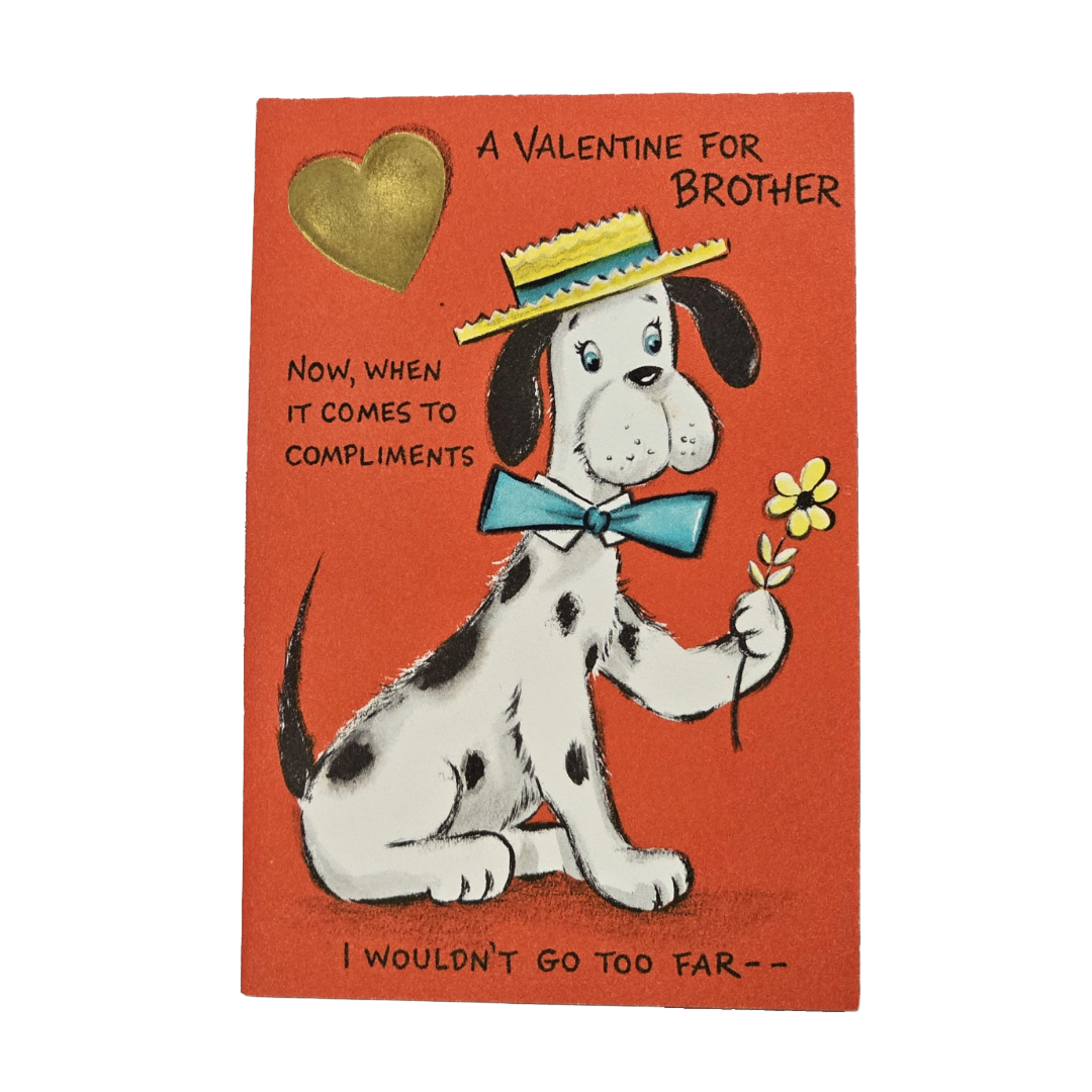 Hallmark Valentine's Card for Brother Dog in Hat w/ Flower