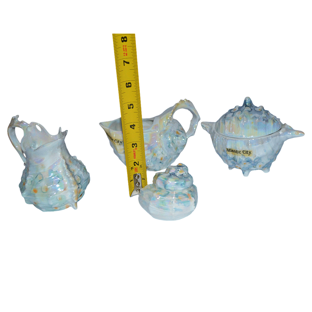 Royal Bayreuth Lusterware Spiky Murex Sea Shell 4 pc Set