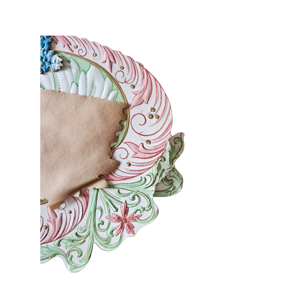 Large Vintage Die Cut Valentine Riveted Embossed Flowers Parchment Paper