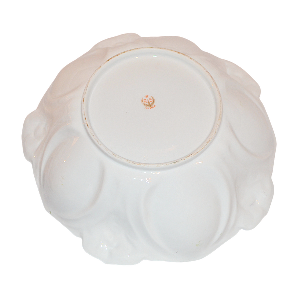 RS Prussia Bowl Mold 78 Scroll Dome Pink Flower Center