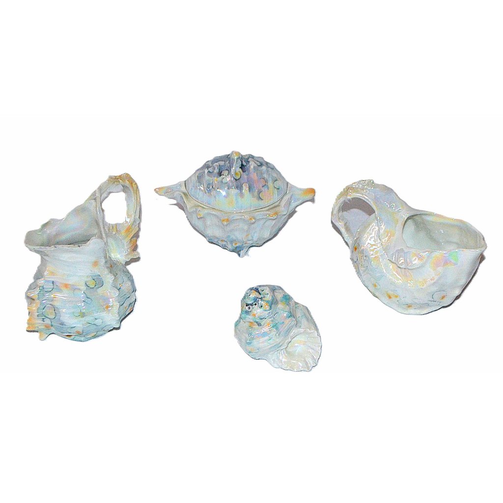 Royal Bayreuth Lusterware Spiky Murex Sea Shell 4 pc Set