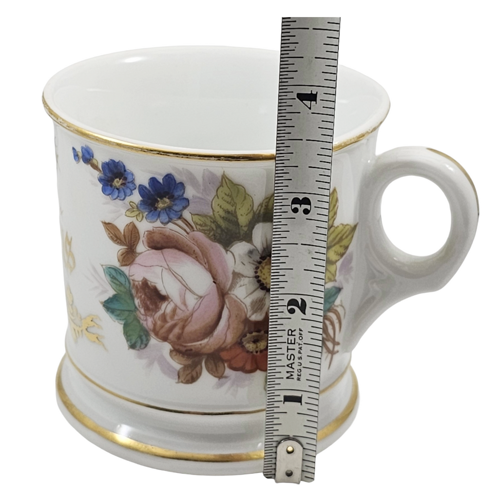 Antique French Porcelain Personalized Shaving Mug with Flowers