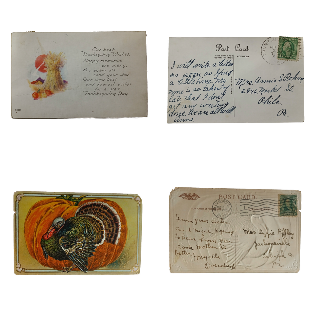 Thanksgiving Postcards Group of Fourteen (14) Cards Clapsaddles, Turkeys, Etc