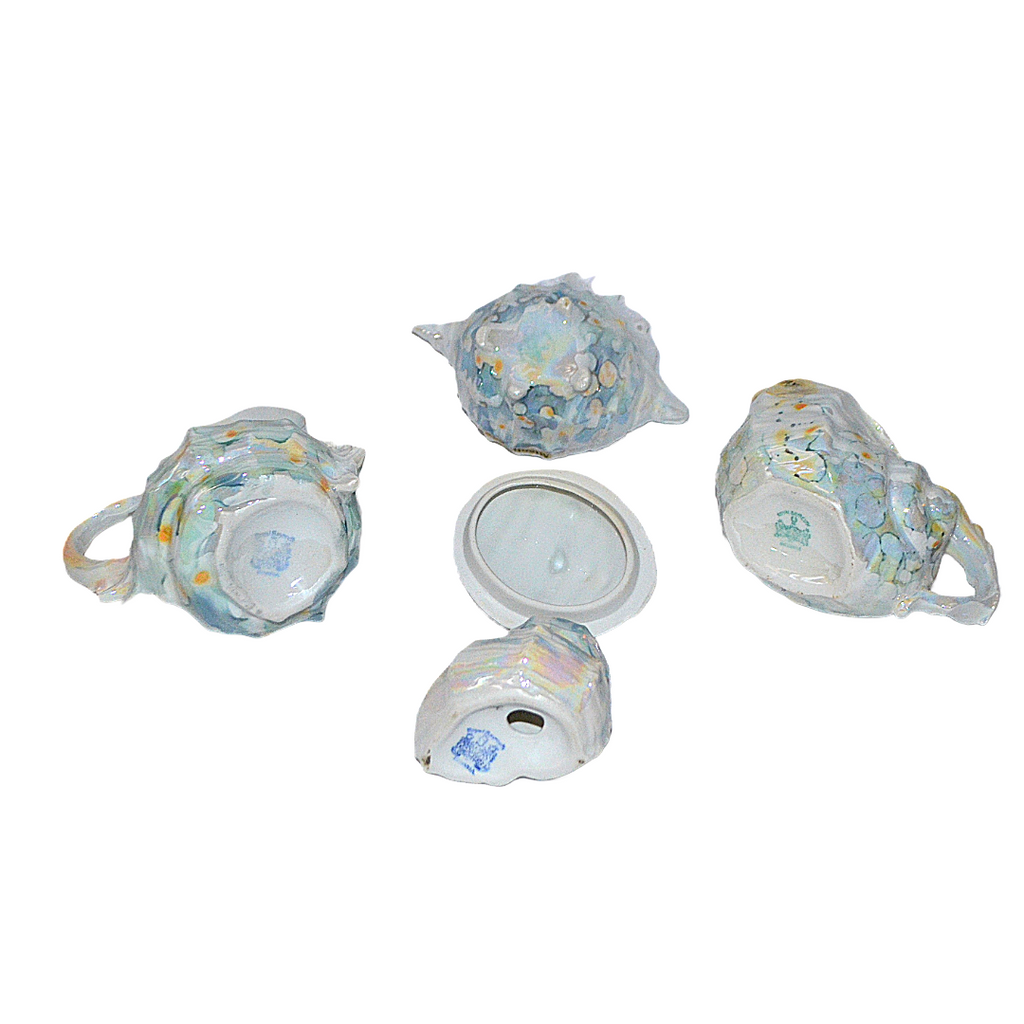 Royal Bayreuth Lusterware Spiky Murex Sea Shell 4 pc Set