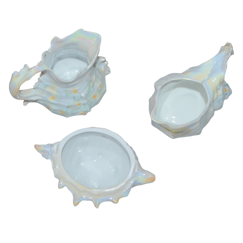 Royal Bayreuth Lusterware Spiky Murex Sea Shell 4 pc Set
