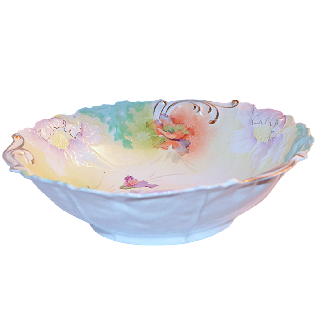 RS PRUSSIA Porcelain BOWL Mold 3 Clematis Flowers