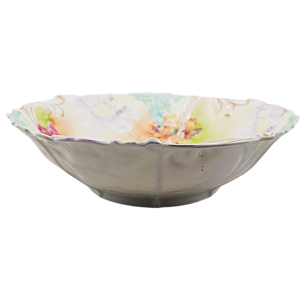 RS PRUSSIA Porcelain BOWL Mold 3 Clematis Flowers