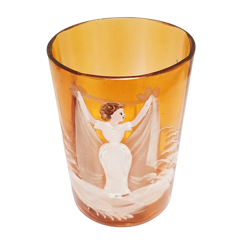Antique Mary Gregory Victorian Glass Smooth Panel Juice Tumbler