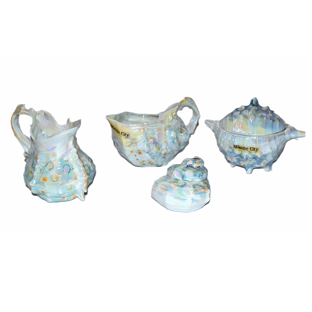 Royal Bayreuth Lusterware Spiky Murex Sea Shell 4 pc Set