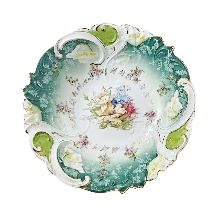 RS Prussia Porcelain Bowl Teal Green Mold 29