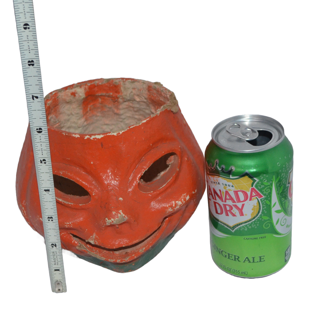 Vintage Jack O' Lantern Paper Mache JOL 1930s Holiday Halloween Decor Scary Candy Container