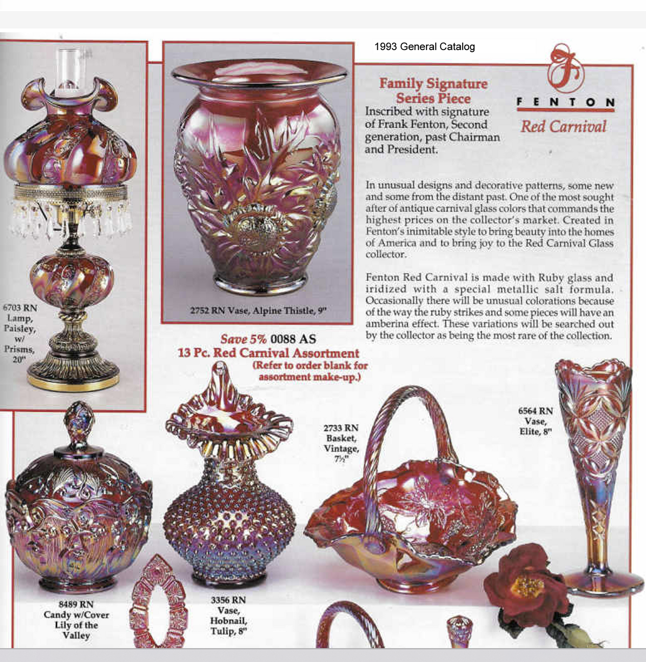 Fenton Ruby Red Amberina Carnival Glass JIP Tulip Vase