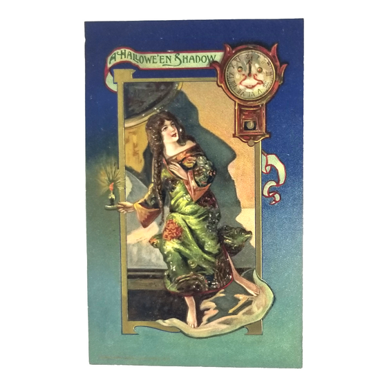 Halloween Postcard Beautiful Woman Candlestick Face Clock Artist Schmucker Pub. Winsch